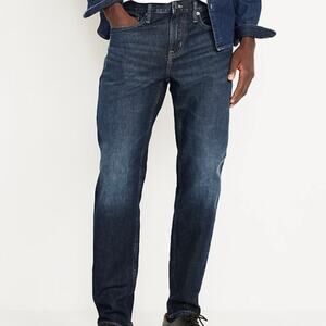 Old Navy Men's Athletic Taper Built in Flex Jean 42 x 32 Dark Blue Wash